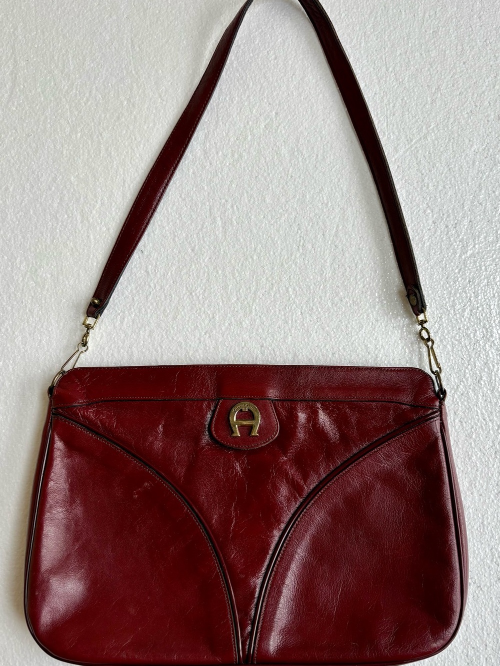 Vintage 70s Etienne Aigner OxbIood Burgundy Leather Shoulder Bag/Clutch